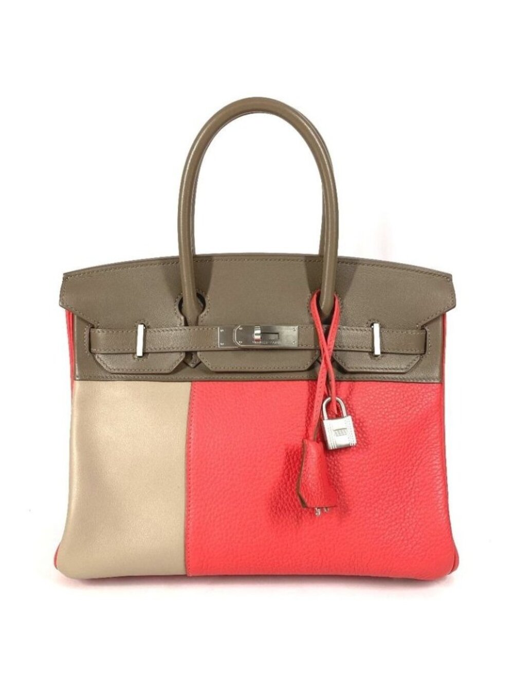 Hermes Handbag Birkin 30 Taurillon Etoupe Argile Rose Jaipur Pink